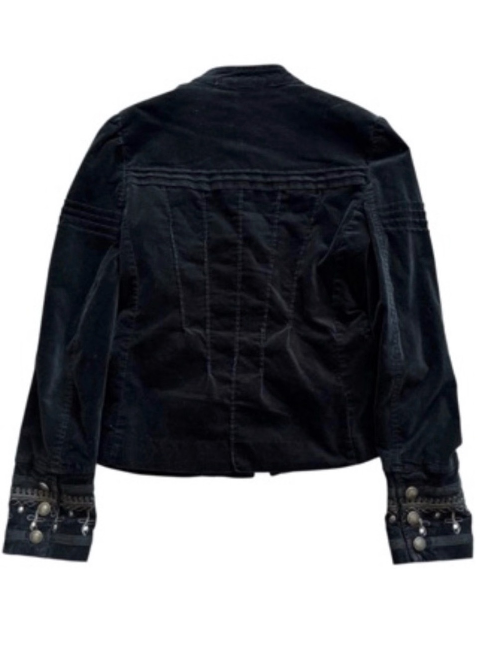 🦋 Free People Maven Embroidered Stretch-Velvet Jacket In Black - Picture 13 of 15